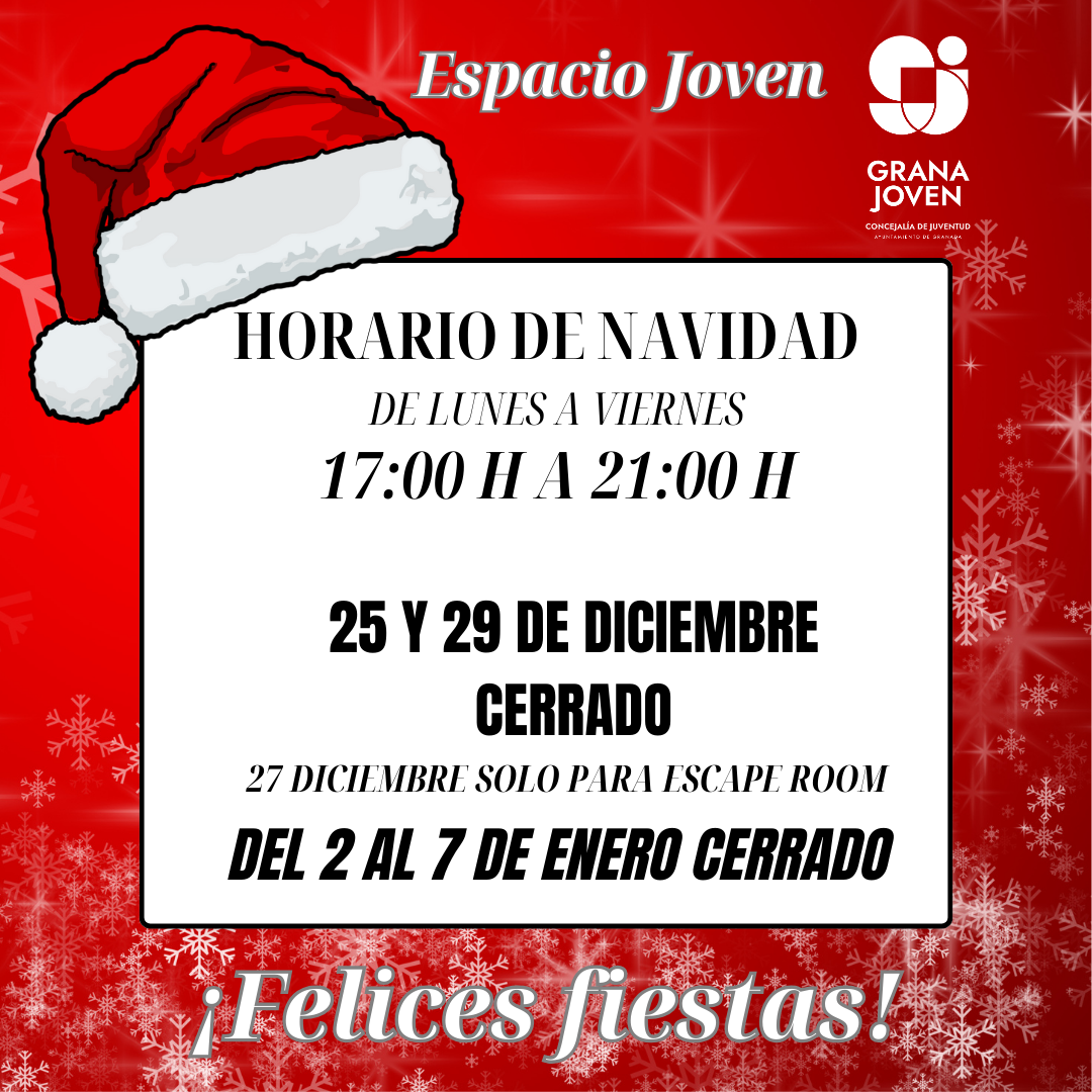 HORARIO NAVIDEO ESPACIO JOVEN. 